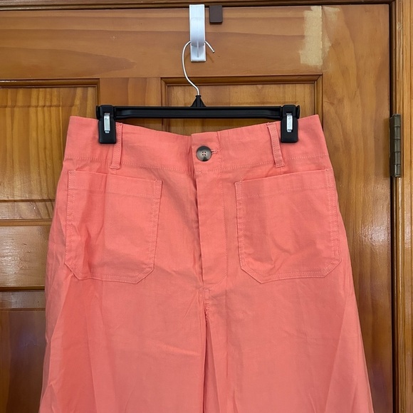 Maeve By Anthropologie The Colette Coral Wide Leg Linen Pants Sz 31 - Picture 3 of 9